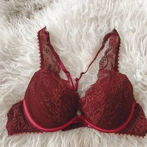 Stella McCartney Burgundy Lace Padded Bra 34B